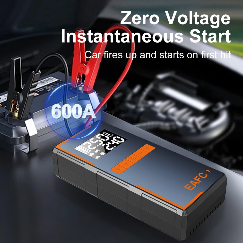 Jump Starter Auto 1200A 4 în 1 – Compresor 150 PSI, Power Bank și Lanternă LED
